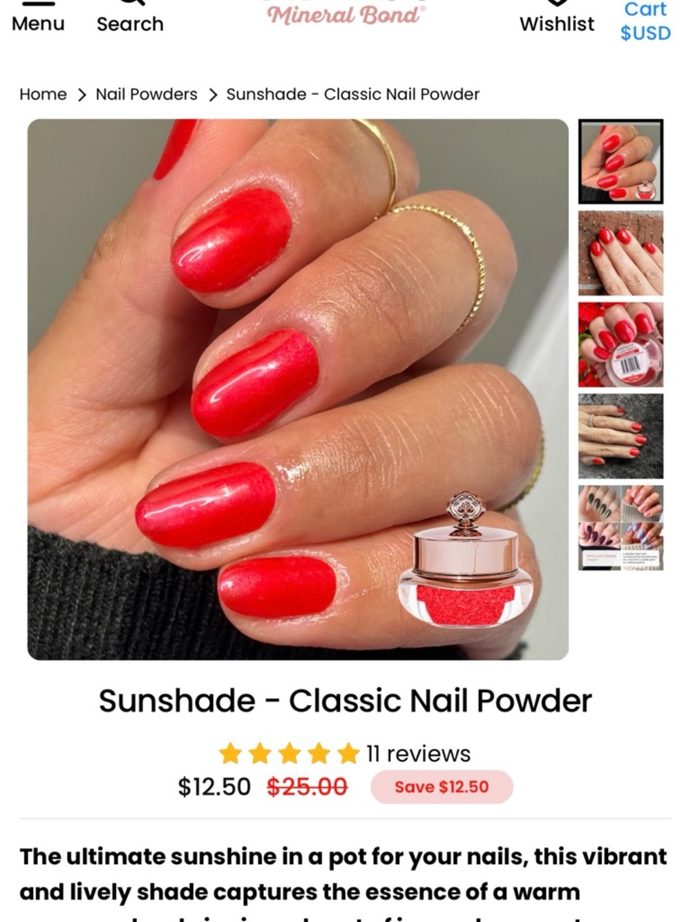 Sistaco Sunshade Classic Nail Powder - Vibrant Red
